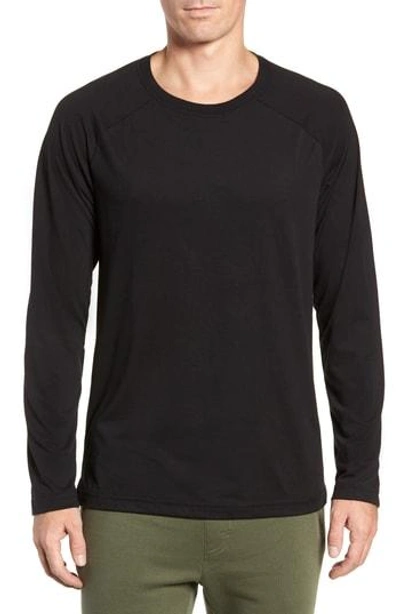 Shop Alo Yoga Triumph Raglan Long Sleeve T-shirt In Solid Black Triblend