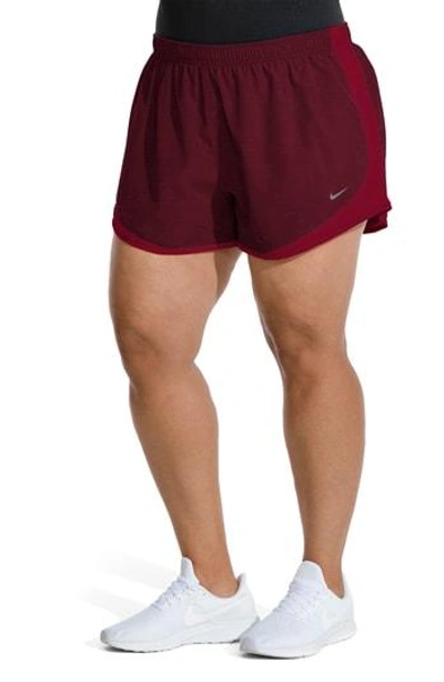 Shop Nike Dry Tempo Running Shorts In Red Crush/wolf Grey