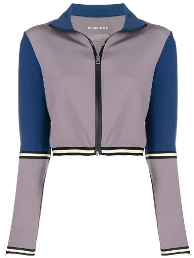 Shop Pinko Colour Block Zipped Jacket In Grey