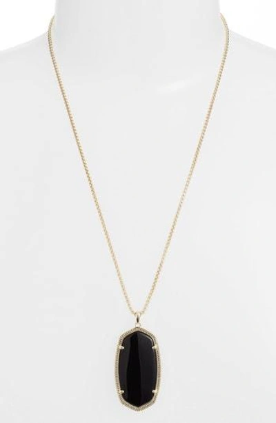 Shop Kendra Scott Reid Adjustable Necklace In Black Glass/ Gold