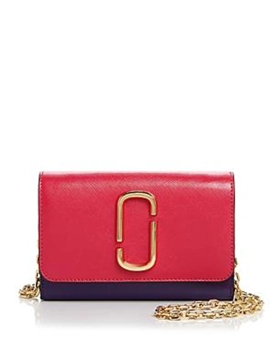 Shop Marc Jacobs Leather Chain Wallet In Peony Multi/gold
