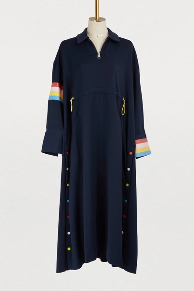 Shop Mira Mikati Zippered Maxi Dress In Dark Navy