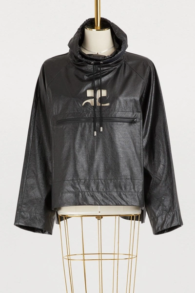 Shop Courrèges Oversized Sweatshirt Jacket In Black