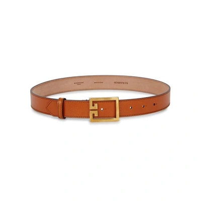 Shop Givenchy Brown Grained Leather Belt