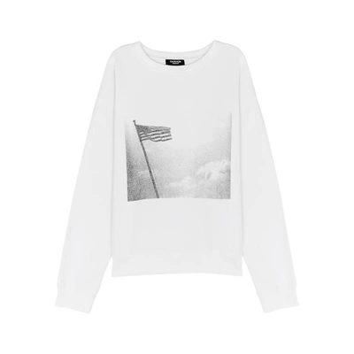 Shop Calvin Klein 205w39nyc American Flag Cotton Sweatshirt In White And Black