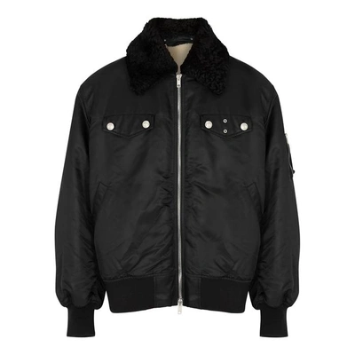 Shop Calvin Klein 205w39nyc Oversized Shearling-lined Bomber Jacket In Black