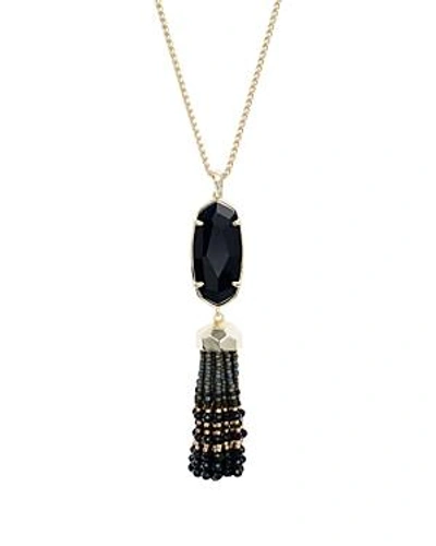 Shop Kendra Scott Eva Tassel Pendant Necklace, 32 In Black Opaque Glass/gold