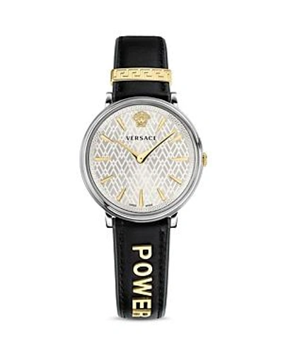 Shop Versace V-circle Manifesto Edition Watch With Interchangeable Straps, 38mm In Silver/black