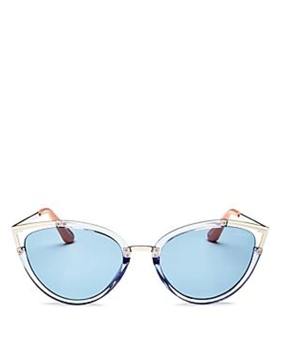 Shop Quay Women's Hearsay Cat Eye Sunglasses, 58mm In Silver/blue