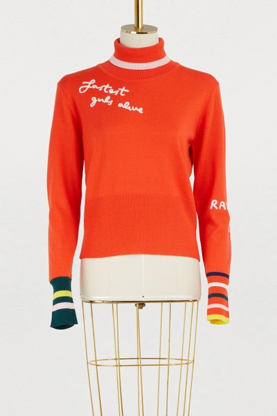 Shop Mira Mikati Fastest Girls Alive Turtleneck Sweater In Orange