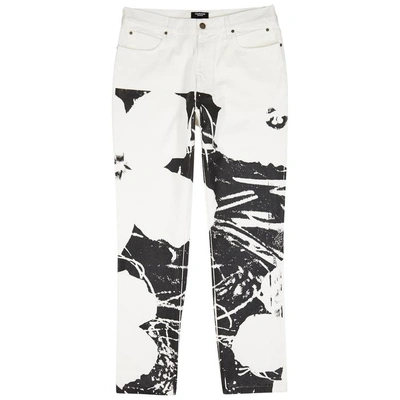 Shop Calvin Klein 205w39nyc Flowers-print Straight-leg Jeans In White And Black