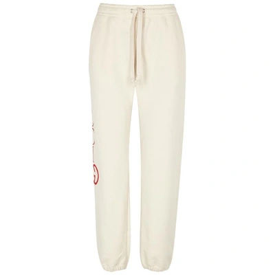 Shop Gucci Ecru Logo-print Cotton Sweatpants In White