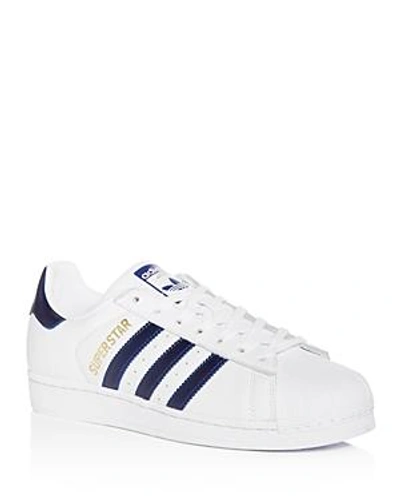 Shop Adidas Originals Men's Superstar Leather Lace Up Sneakers In White/cloud