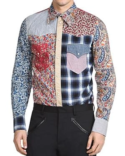 Shop Dsquared2 Printed Patchwork Regular Fit Western Shirt In Multi