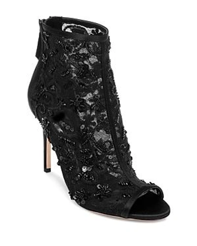 Shop Badgley Mischka Women's Verona Open Toe Embellished High-heel Booties In Black