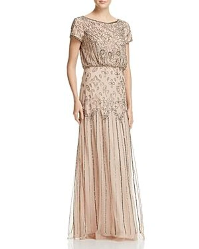 Shop Adrianna Papell Embellished Gown In Taupe Pink