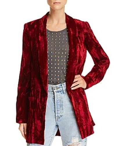 Shop Alice And Olivia Alice + Olivia Kylie Crushed-velvet Blazer In Bordeaux