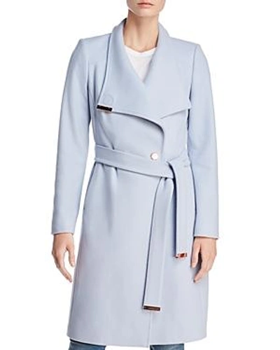 Shop Ted Baker Sandra Long Wrap Coat - 100% Exclusive In Pale Blue
