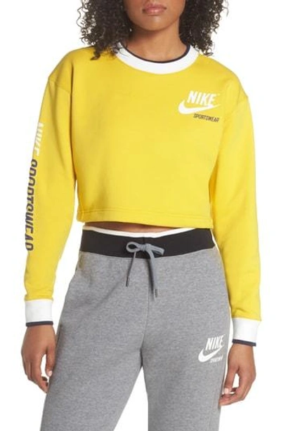 Shop Nike Reversible Crop Sweatshirt In Vivid Sulfur