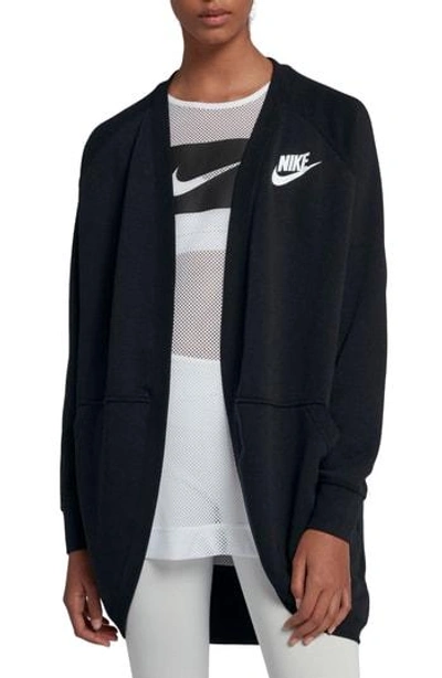 Nike Sportswear Rally Relaxed Fleece Cardigan In Black/white | ModeSens