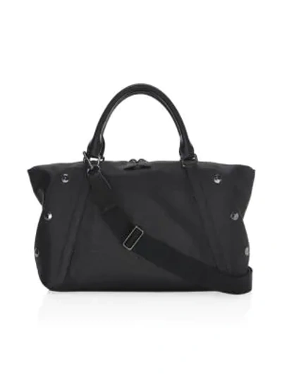 Shop Akris Small Aimee Bi-color Leather Satchel In Black