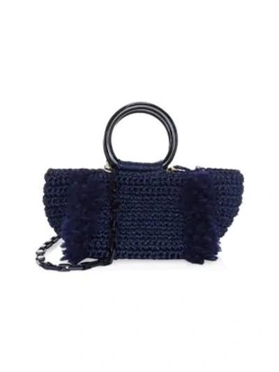 Shop Carolina Santo Domingo Women's Crochet Satchel In Navy Black