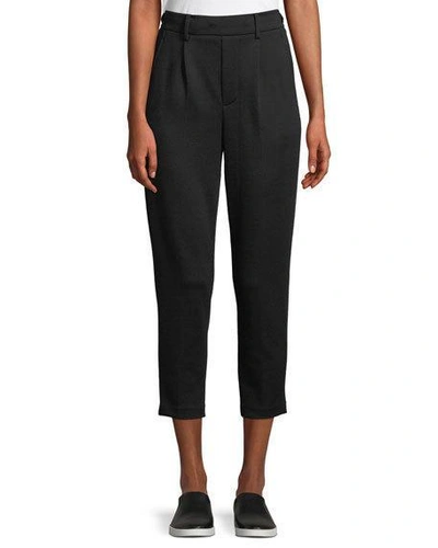 Shop Vince Cozy Pull-on Cropped Wool Pants In Black