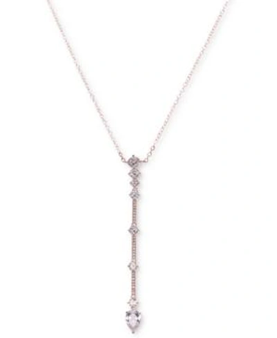 Shop Nina Cubic Zirconia & Stone Bar Lariat Necklace, 17" + 3" Extender In Rose Gold/ White