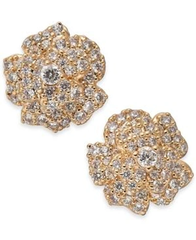Shop Kate Spade New York Crystal Flower Stud Earrings In Clear Rose Gold