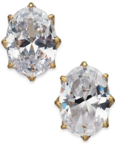 Shop Kate Spade New York Gold-tone Stone Oval Stud Earrings In Clear Gold