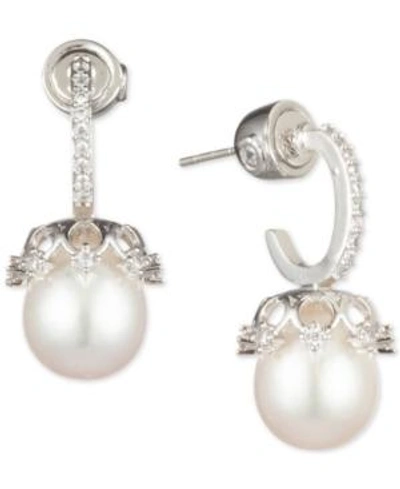 Shop Carolee Silver-tone Crystal & Freshwater Pearl (10mm) Drop Earrings