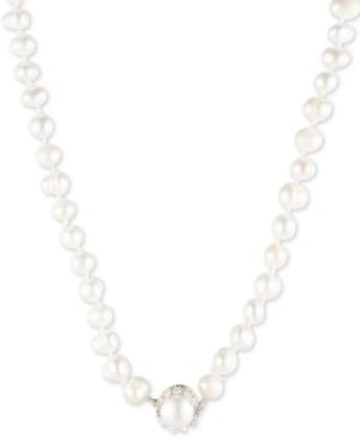 Shop Carolee Silver-tone Crystal & Freshwater Pearl (8mm) 18" Collar Necklace