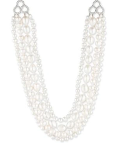 Shop Carolee Silver-tone Crystal, Imitation & Freshwater Pearl (4-12mm) 16" Multi-row Necklace