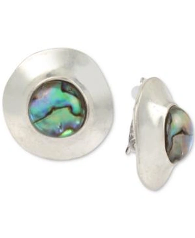 Shop Robert Lee Morris Soho Silver-tone Abalone-look Stud Clip-on Earrings