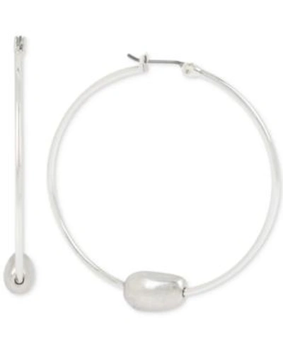 Shop Robert Lee Morris Soho Extra Large Silver-tone Bead Hoop Earrings In Soft Silver