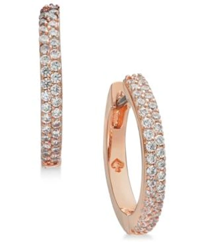 Shop Kate Spade Pave Huggie Hoop Earrings In Clear/rose Gold