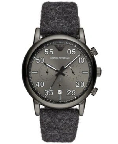 Shop Emporio Armani Men's Chronograph Gray Fabric Felt Strap Watch 43mm