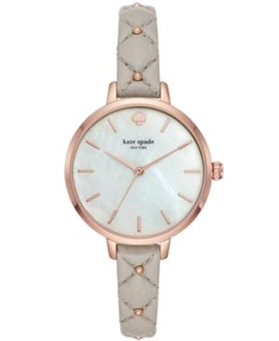 Shop Kate Spade New York Women's Metro Gray Quilted Leather Strap Watch 34mm
