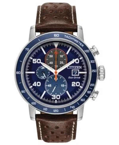 Shop Citizen Eco-drive Men's Chronograph Brycen Chestnut Brown Leather Strap Watch 44mm