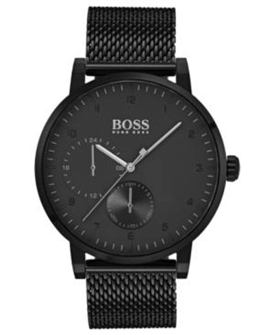 Shop Hugo Boss Men's Oxygen Black Stainless Steel Mesh Bracelet Watch 42mm