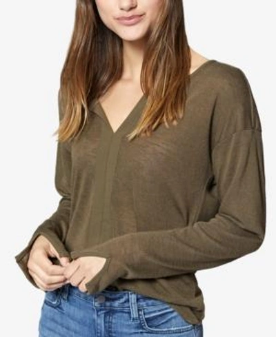 Shop Sanctuary Sienna Split-neck Contrast Top In Prosperity Green