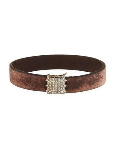 Shop Armenta New World Diamond & Leather Bracelet In Silver