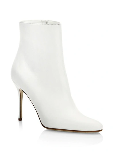 Shop Manolo Blahnik Insopo 105 Leather Booties In White