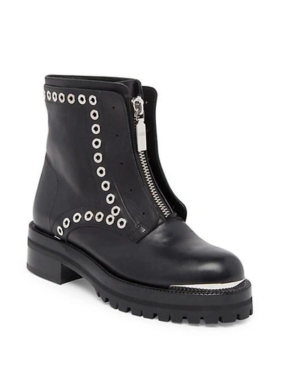 Shop Alexander Mcqueen Studded Leather Combat Boots In Black
