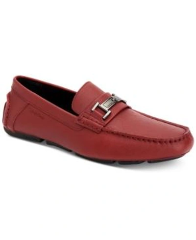 Shop Calvin Klein Men's Magnus Driver Men's Shoes In Red Textured