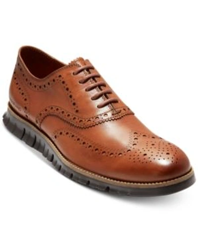 Shop Cole Haan Men's Zerogrand Wingtip Oxfords Men's Shoes In British Tan/ Java