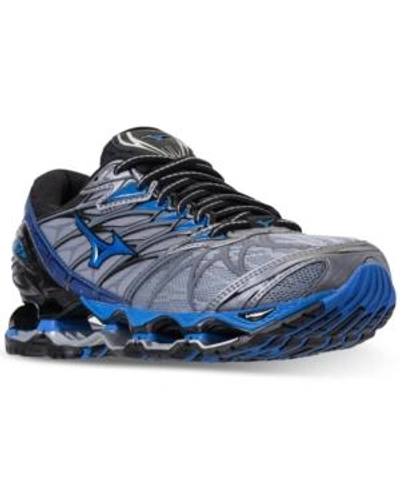 Shop Mizuno Men's Wave Prophecy 7 Running Sneakers From Finish Line In Tradewinds/black