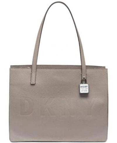 Shop Dkny Commuter Pebble Leather Logo Tote, Created For Macy's In Black/silver