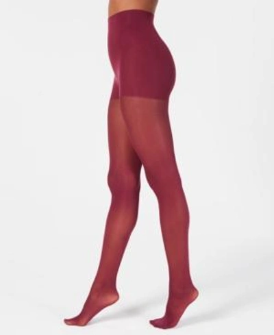 Shop Dkny Women's Comfort Luxe Semi Opaque Control Top Tights In Red