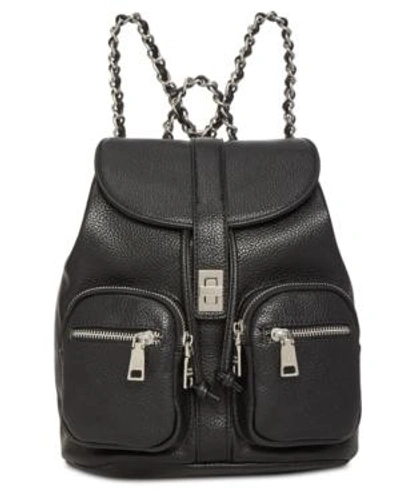 Shop Steve Madden Ally Small Pebbled Backpack In Black/silver